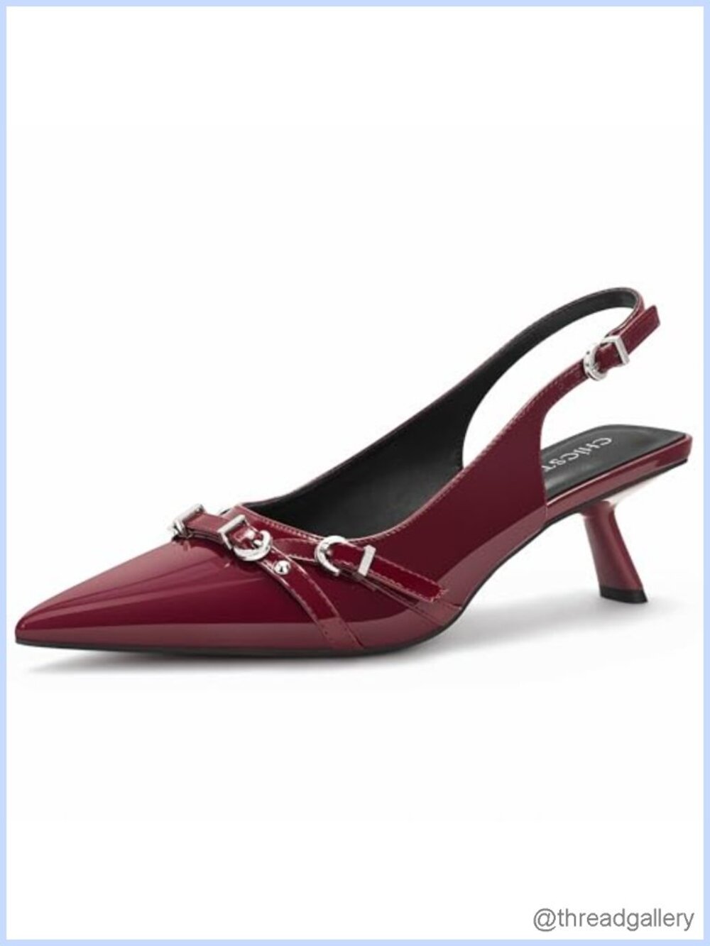 Slingback Kitten Heels Pointed Toe Buckle Pumps for Women